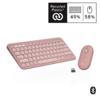 Tipkovnica + miš LOGITECH Pebble 2 Combo, bežična, roza