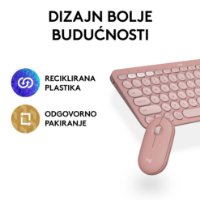 Tipkovnica + miš LOGITECH Pebble 2 Combo, bežična, roza