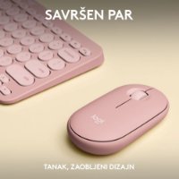 Tipkovnica + miš LOGITECH Pebble 2 Combo, bežična, roza