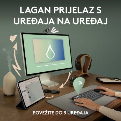 Tipkovnica + miš LOGITECH Pebble 2 Combo, bežična, roza