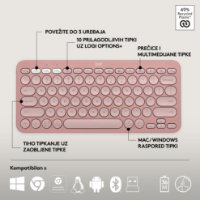 Tipkovnica + miš LOGITECH Pebble 2 Combo, bežična, roza