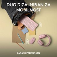 Tipkovnica + miš LOGITECH Pebble 2 Combo, bežična, roza