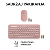 Tipkovnica + miš LOGITECH Pebble 2 Combo, bežična, roza
