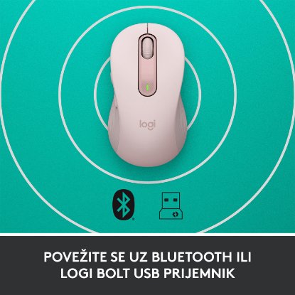 Miš LOGITECH M650, bežični, optički, 4000dpi, USB, BT, rozi