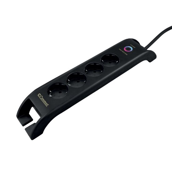 Prenaponska zaštita COMMEL, 4 utičnice, 2xUSB-A, 2m, crna