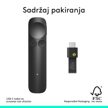 Prezenter LOGITECH Spotlight 2, laser, bežični, crni