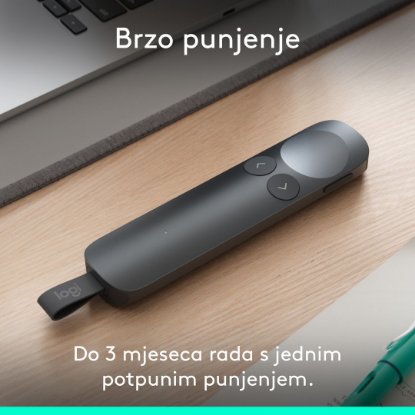 Prezenter LOGITECH Spotlight 2, laser, bežični, crni
