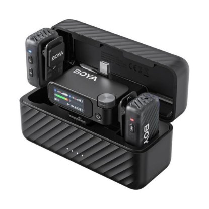Mikrofon BOYA Boyamic 2-02, 2 odašiljača, 1 prijemnik, 3.5mm  bežični, USB C, crni