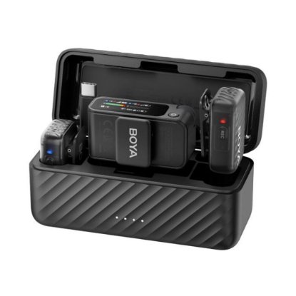 Mikrofon BOYA Boyamic 2-02, 2 odašiljača, 1 prijemnik, 3.5mm  bežični, USB C, crni