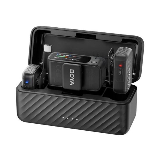 Mikrofon BOYA Boyamic 2-02, 2 odašiljača, 1 prijemnik, 3.5mm  bežični, USB C, crni