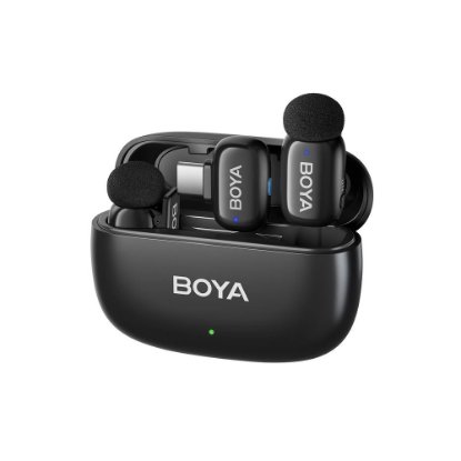Mikrofon BOYA mini 2-02, bežični (2 TX + 1 RX + Charging Case), USB C, crni