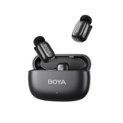Mikrofon BOYA mini 2-02, bežični (2 TX + 1 RX + Charging Case), USB C, crni