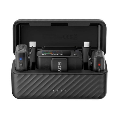 Mikrofon BOYA Boyamic 2-02, 2 odašiljača, 1 prijemnik, 3.5mm  bežični, USB C, crni