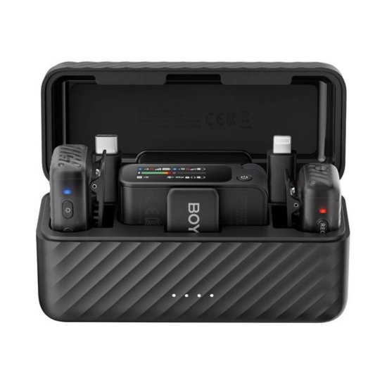 Mikrofon BOYA Boyamic 2-02, 2 odašiljača, 1 prijemnik, 3.5mm  bežični, USB C, crni