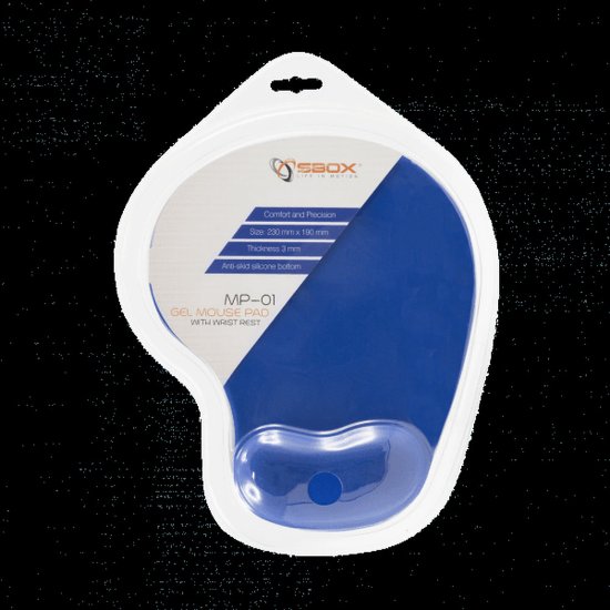 Podloga za miš SBOX MP-01, Ergo, s naslonom za zapešće, 230x190, plava