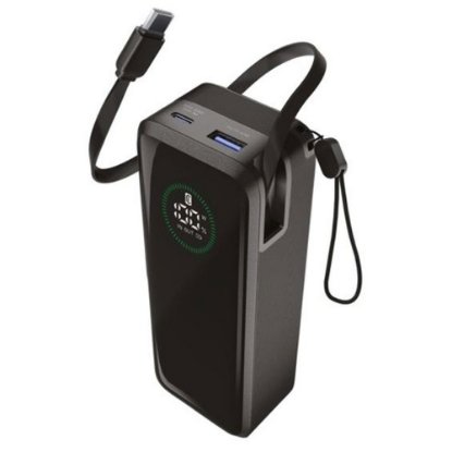 Mobilni USB punjač CELLULARLINE Power Bank Roller, 65W, 20.000 mAh, crni