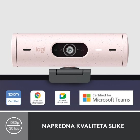 Web kamera LOGITECH Brio 500, roza