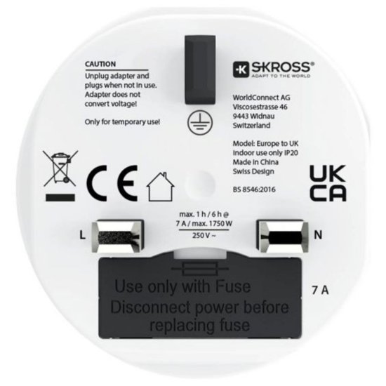 Putni adapter SKROSS, EU - UK, 1.500230C-E, bijeli