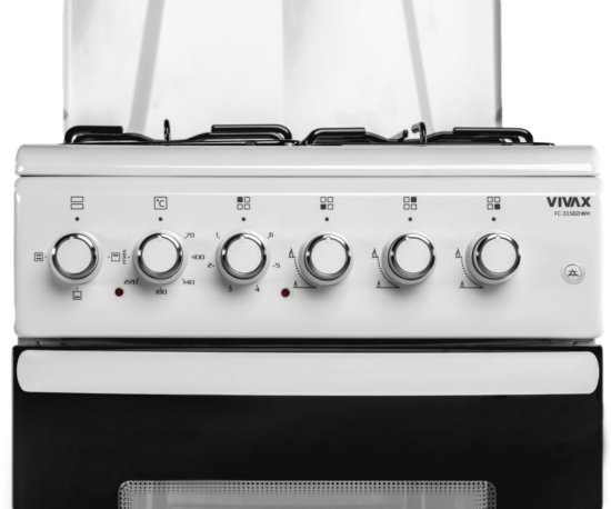 Plinski štednjak VIVAX FC-31502I WH, 3x plin + 1x grijača ploča, energetski razred A, bijeli