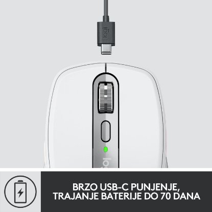 Miš LOGITECH MX Anywhere 3, laserski, bežični, BT, Unifying receiver USB, pale gray