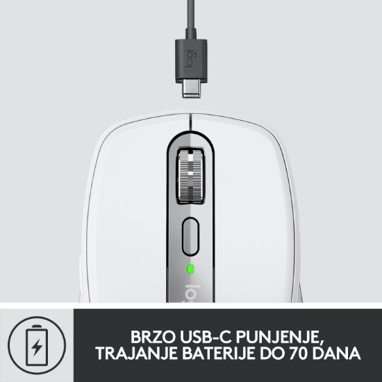 Miš LOGITECH MX Anywhere 3, laserski, bežični, BT, Unifying receiver USB, pale gray