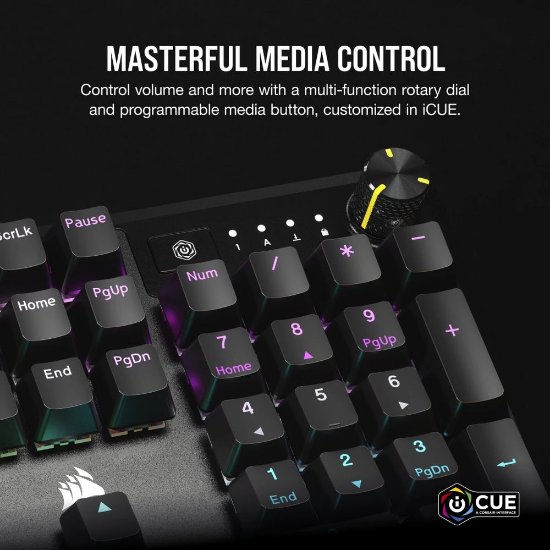 Tipkovnica CORSAIR K70 RGB Core, mehanička, MLX Red Linear switch, US Layout, USB, crna