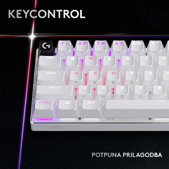 Tipkovnica LOGITECH Pro X 60 LIGHTSPEED, mehanička, bežična, RGB, bijela