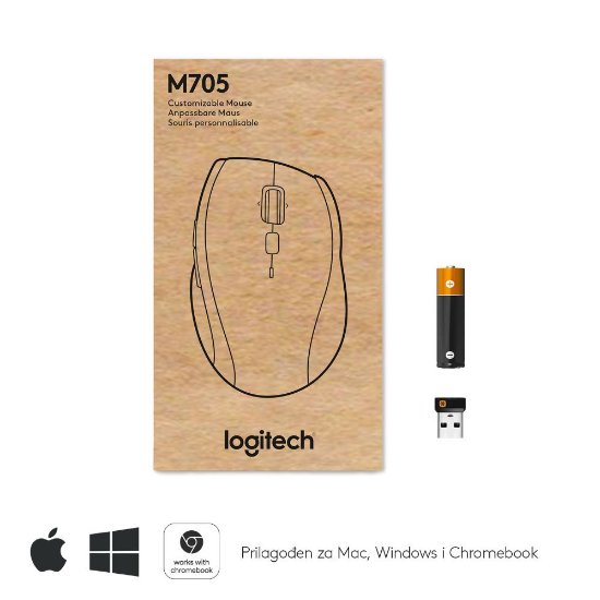 Miš LOGITECH M705, laserski, bežični, USB, sivi