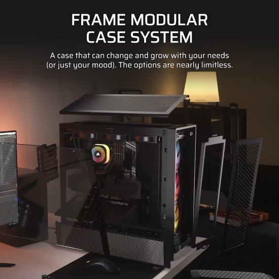 Kućište CORSAIR Frame 4000D RS ARGB, window, MIDI, ATX, crno, bez napajanja
