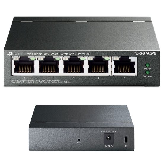 Switch TP-LINK TL-SG105PE, 10/100/1000 Mbps, 5-port, PoE, Smart, metalno kućište