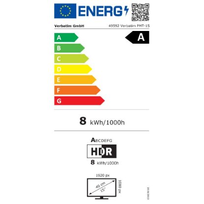 Prijenosni monitor 15.6" VERBATIM PMT-15, FHD, IPS, 60Hz, 6ms, 250cd/m2, FreeSync, crni