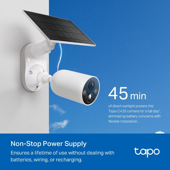 Mrežna nadzorna kamera TP-LINK C425 KIT, 2K, baterijska, solarni panel, vanjska, WiFi, pametna, noćno snimanje