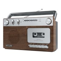 Radio kasetofon MUSE M-152 WS, Analog FM i MW (AM), kasetofon s funkcijom snimanja, napajanje baterija/AC, smeđe/drvo