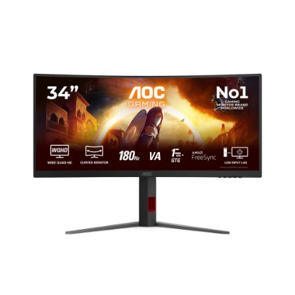 Gaming monitor 34" AOC CU34G4, UWQHD, VA, 180Hz, 1ms, 300cd/m2, FreeSync, zakrivljeni, crni