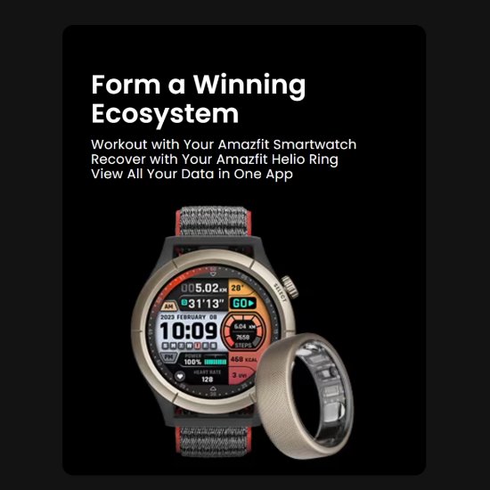 Pametni prsten AMAZFIT Helio Ring, veličina 12, praćenje aktivnosti, titanij