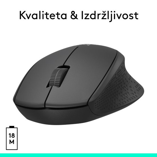 Miš LOGITECH M330 Silent Plus, optički, 1000dpi, bežični, crni, USB