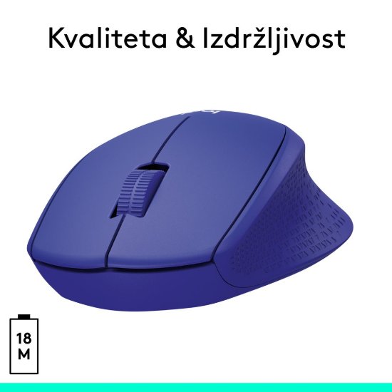 Miš LOGITECH M330 Silent Plus, optički, 1000dpi, bežični, plavi, USB