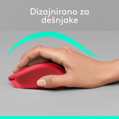 Miš LOGITECH M330 Silent Plus, optički, 1000dpi, bežični, crveni, USB