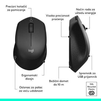 Tipkovnica + miš LOGITECH MK345 Wireless Combo, bežična, crna
