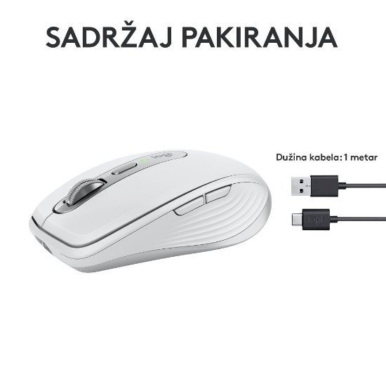 Miš LOGITECH MX Anywhere 3S, laserski, bežični, BT, pale gray