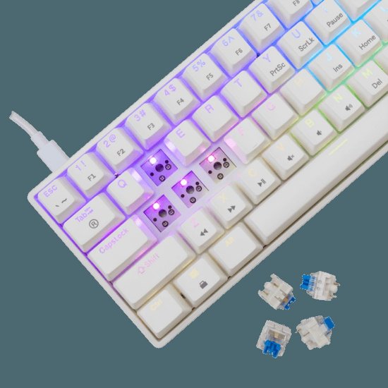 Tipkovnica WHITE SHARK GK-004221 Shinobi-2, RGB, mehanička, plavi switch, US, bijela