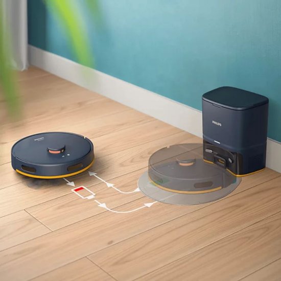 Robotski usisavač PHILIPS XU2100/15, stanicom za samopražnjenje, crni