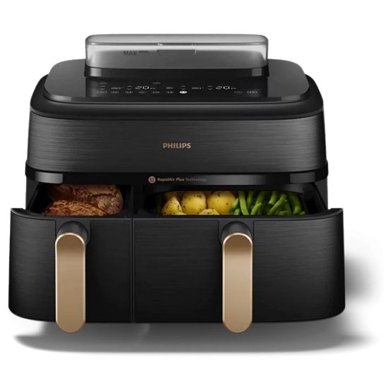Friteza na vrući zrak PHILIPS NA552/00, 2750 W, 9 l, Dual Basket, crna