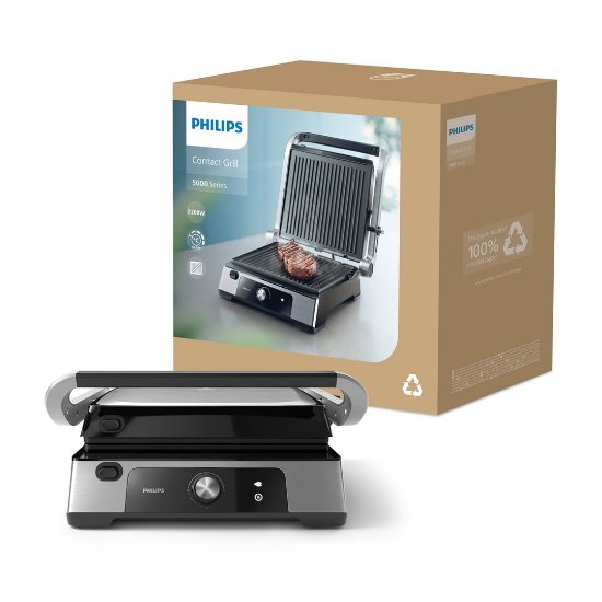 Roštilj električni PHILIPS HD6301/90, preklopni, 2200 W, inox