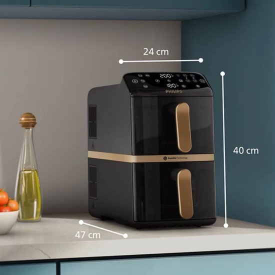Friteza na vrući zrak PHILIPS NA462/70, 2750W, 2x 5 L košare, Dual Basket, crna