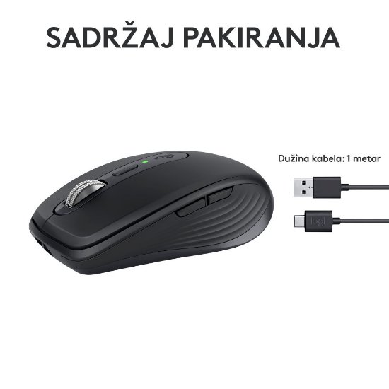 Miš LOGITECH MX Anywhere 3S, laserski, bežični, BT, graphite