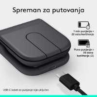 Miš LOGITECH Mobi Fold, bežični, crni