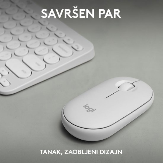 Tipkovnica + miš LOGITECH Pebble 2 Combo, bežična, bijela