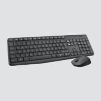 Tipkovnica + miš LOGITECH MK235 Wireless Desktop, bežična, siva, USB