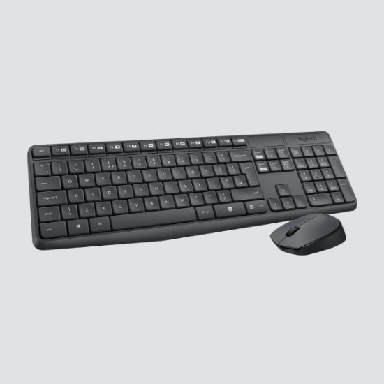 Tipkovnica + miš LOGITECH MK235 Wireless Desktop, bežična, siva, USB